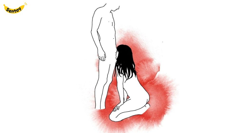Tư thế Blowjob quỳ gối trước mặt nam giới