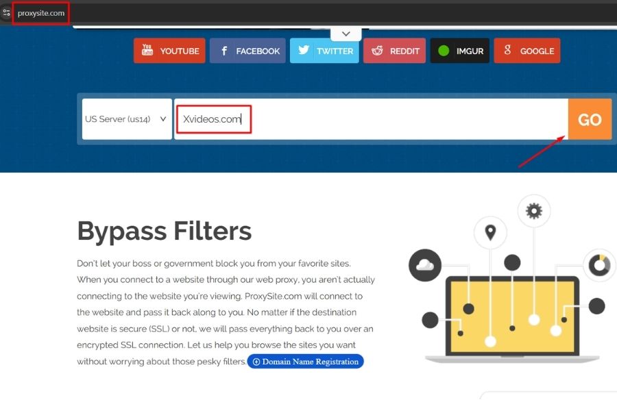 Sử dụng trang web proxy trung gian