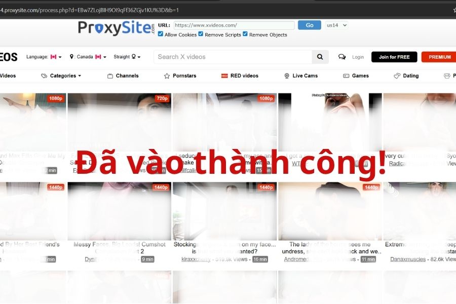 Kết quả truy cập qua proxy
