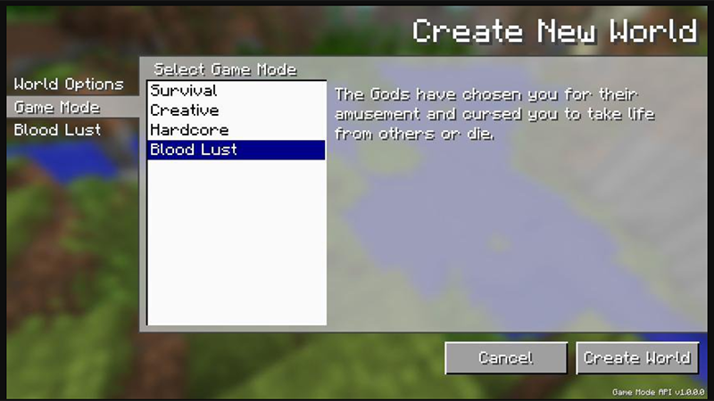 Lựa chọn chế độ chơi trong Minecraft Giao diện lựa chọn Game Mode trong Minecraft